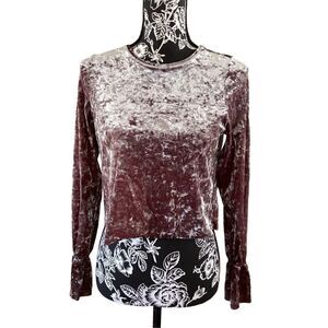 Zara Velvet Long Sleeve Crop Top Soft Everyday Workwear Party Going Out